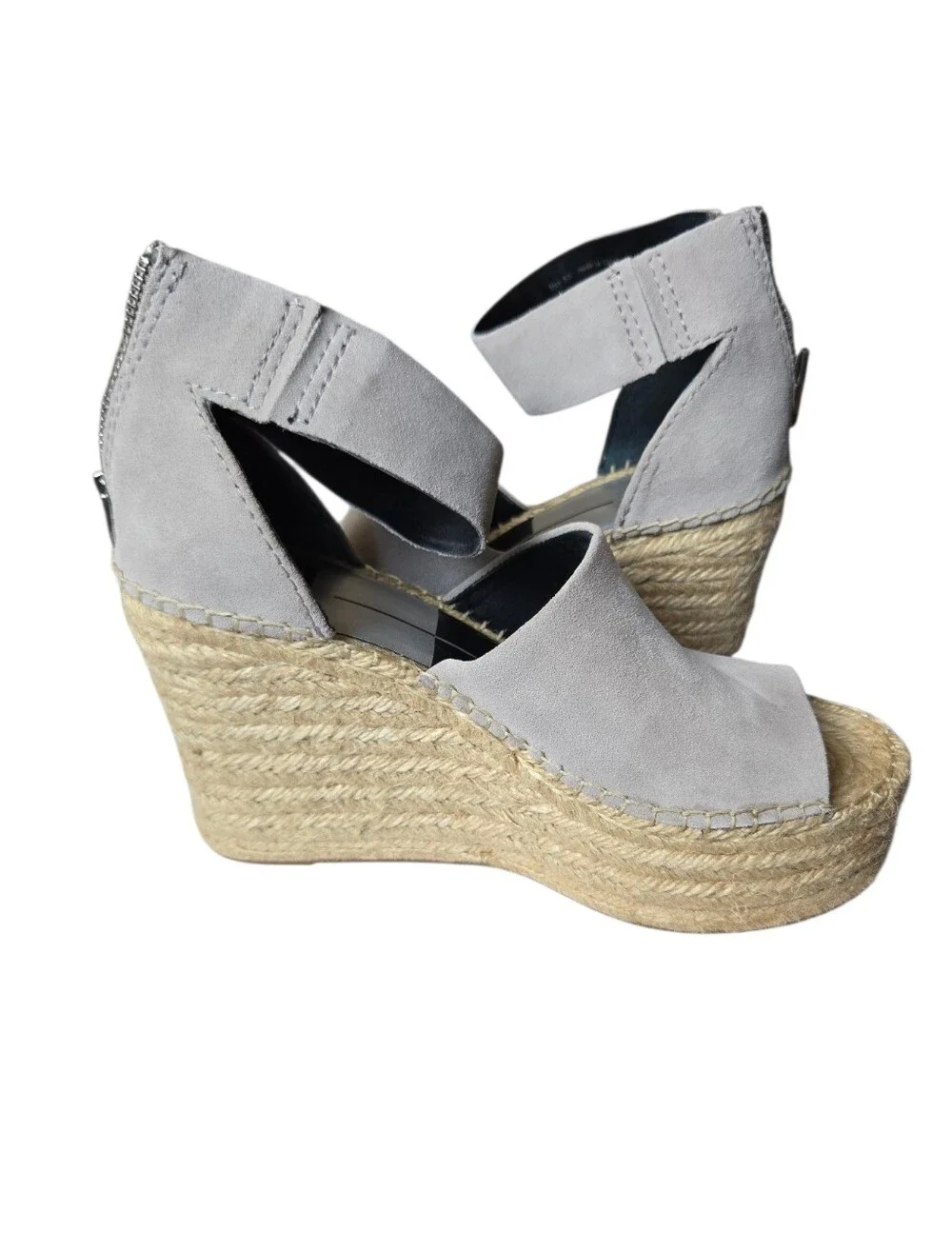 🤍 NIB Dolce Vita Smoke Suede Espadrille Platform Wedge Sandals Size 8.5